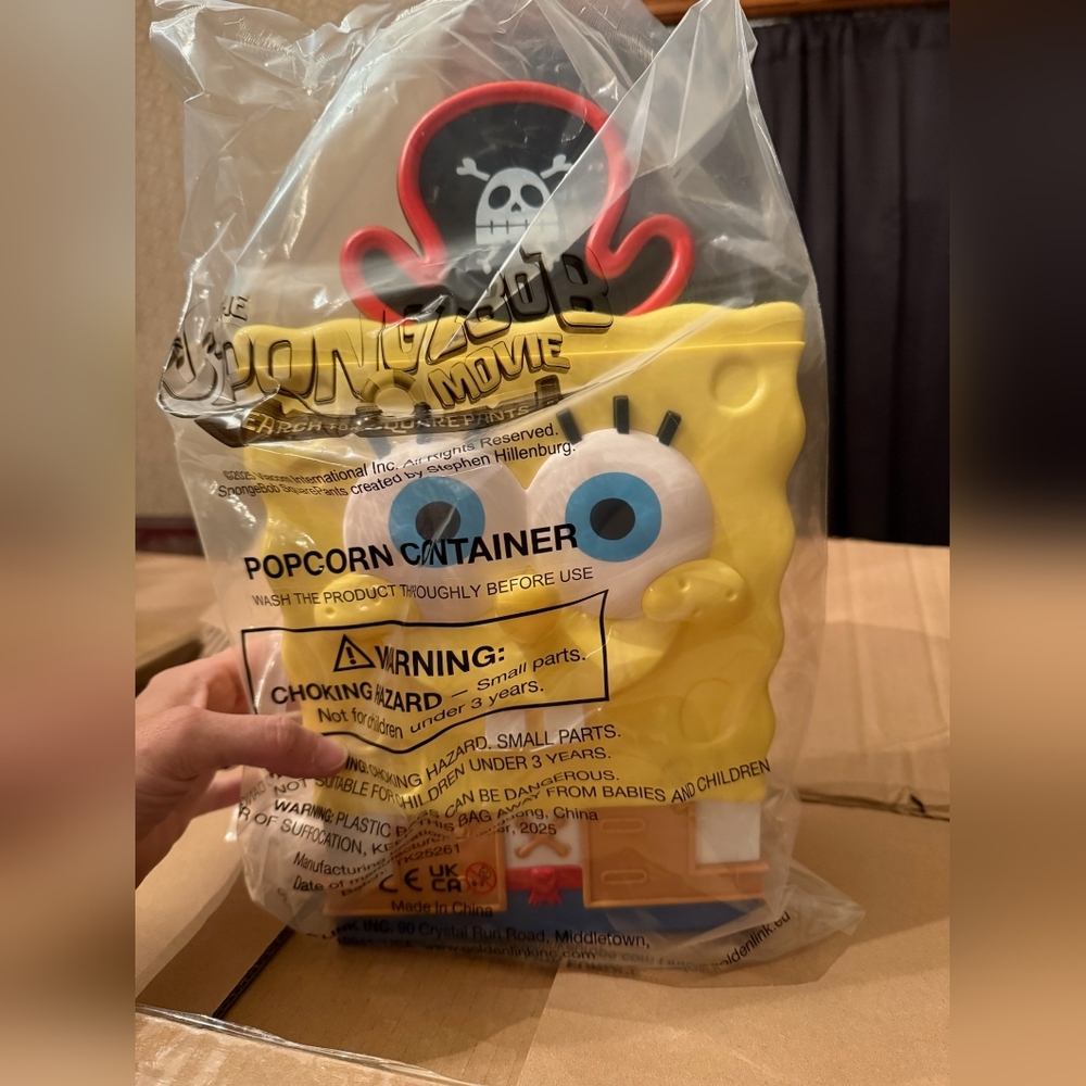 OFFICIAL SpongeBob Movie 2025 Yellow Popcorn Bucket